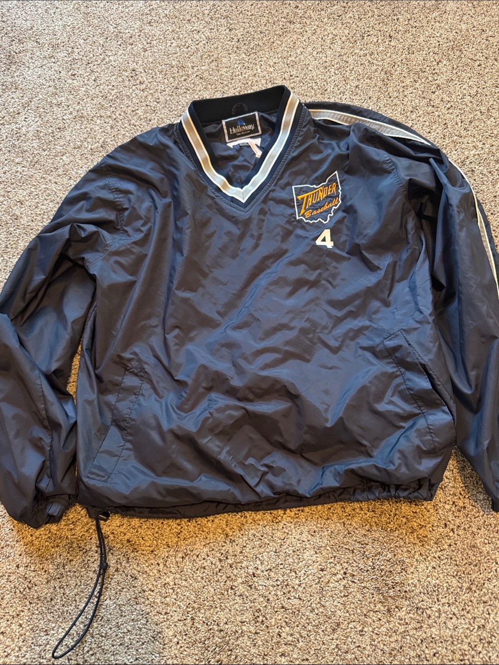 Holloway Men’s Navy V‑Neck Windbreaker with Thunder baseball Embroidered size M